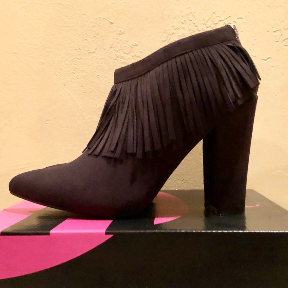 Michael Antonio Black Fringe Ankle Booties